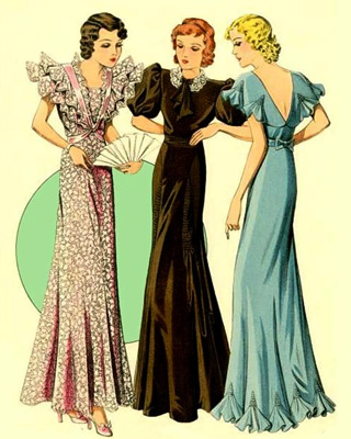Мода 30-х годов Вечернее платье